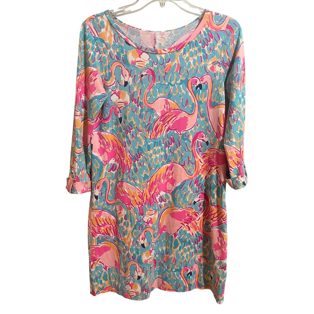 Lilly Pulitzer Linden Dress Small Peel and Eat Flamingo Print Pima Cotton